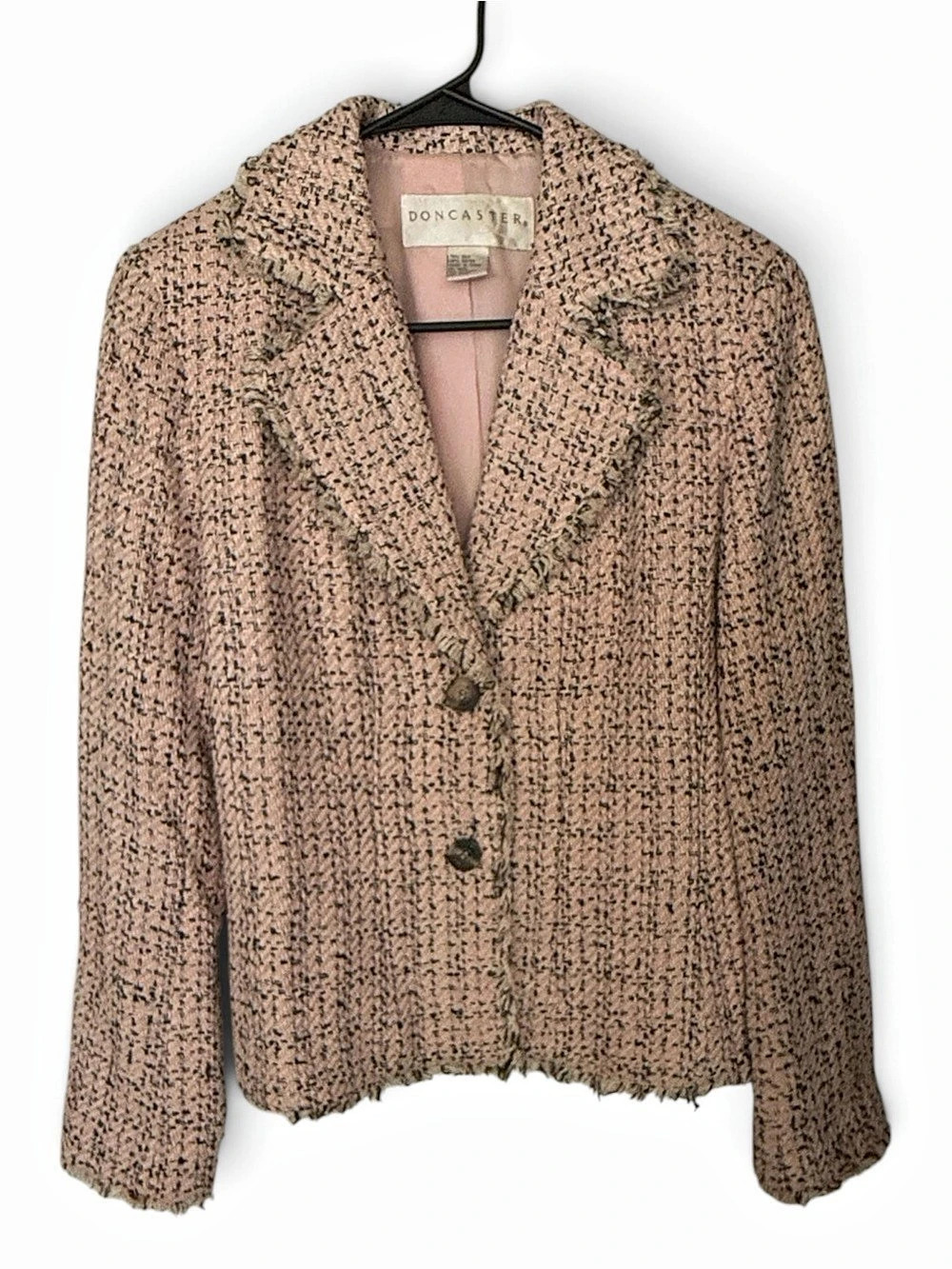 Doncaster Textured Fringe Blazer in Pink & Black Size 8